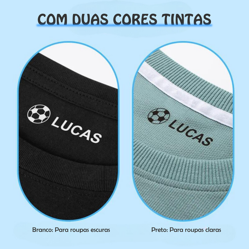 Combo 3 Carimbos Duplo para roupas e uniformes escolares para roupas claras e escuras Personalizado com Nome - Animais