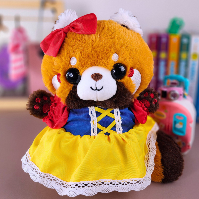 Panda Vermelho Lalafanfan de pelúcia 27cm Vestido branca de neve - Pronta entrega