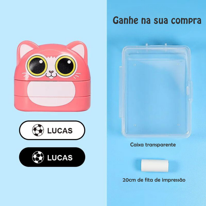 Combo 2 Carimbos Duplo para roupas e uniformes escolares para roupas claras e escuras Personalizado com Nome - Animais