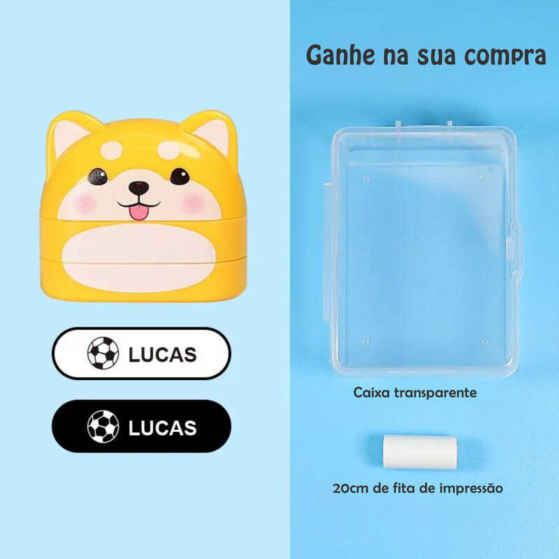 Combo 2 Carimbos Duplo para roupas e uniformes escolares para roupas claras e escuras Personalizado com Nome - Animais