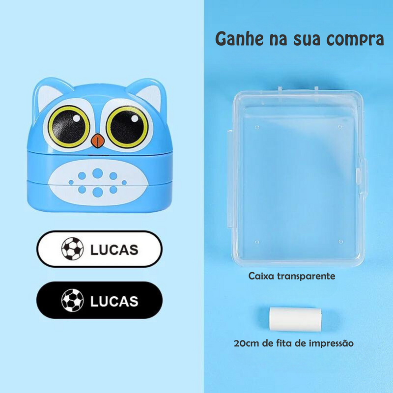 Combo 2 Carimbos Duplo para roupas e uniformes escolares para roupas claras e escuras Personalizado com Nome - Animais