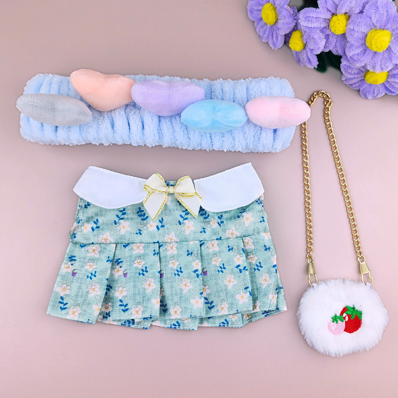 Roupa para Paper Duck Lalafanfan vestido floral verde com faixa corações - Pronta entrega