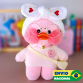 Paper Duck Pato Lalafanfan de pelúcia com blusão branco flor com faixa coração -  Pronta entrega