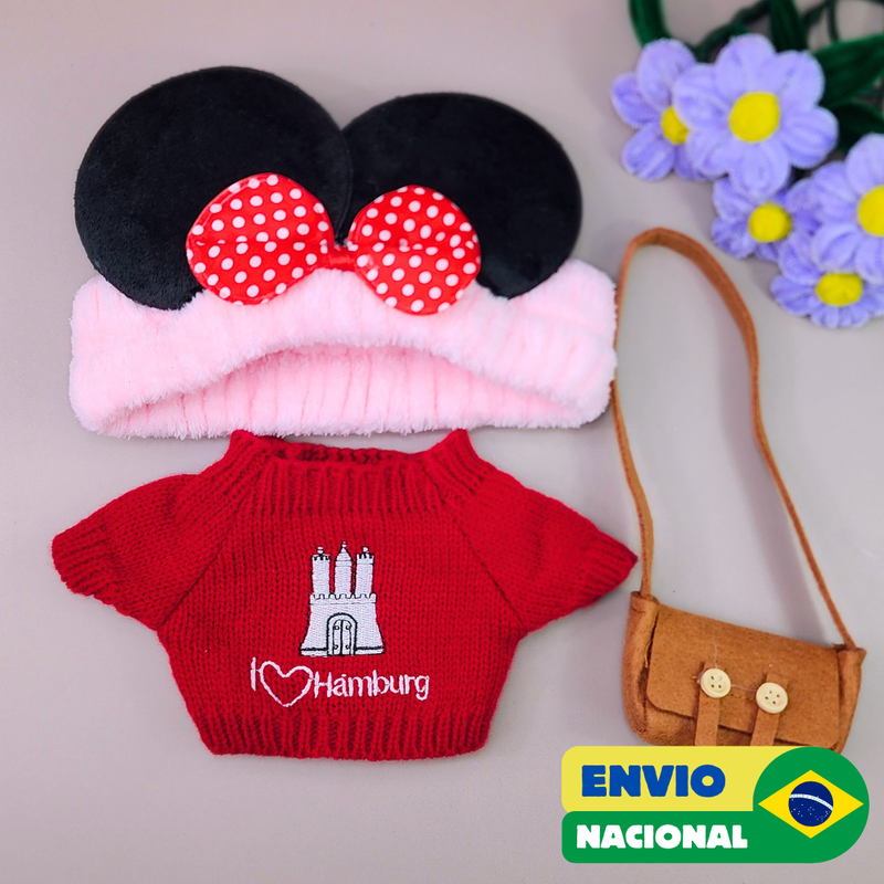 Roupa para Paper Duck Lalafanfan blusão i love hamburg com faixa Minnie - Pronta entrega