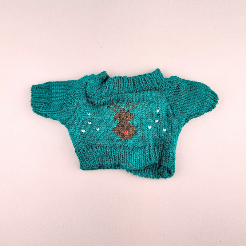 Roupa para Lalafanfan blusão verde rena com faixa urso