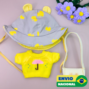 Roupa para Paper Duck Lalafanfan blusão guarda-chuva com chapéu - Pronta Entrega