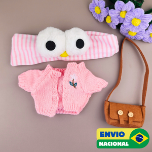 Roupa para Paper Duck Lalafanfan casaco rosa com faixa listrada zoiuda - Pronta entrega