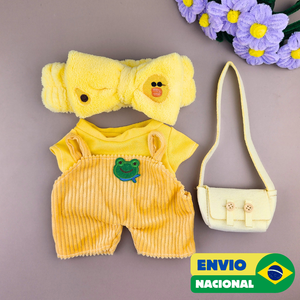 Roupa para Paper Duck Lalafanfan macacão sapo com faixa pato - Pronta entrega