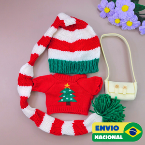 Roupa para Paper Duck Lalafanfan blusão árvore de Natal com touca comprida - Pronta Entrega