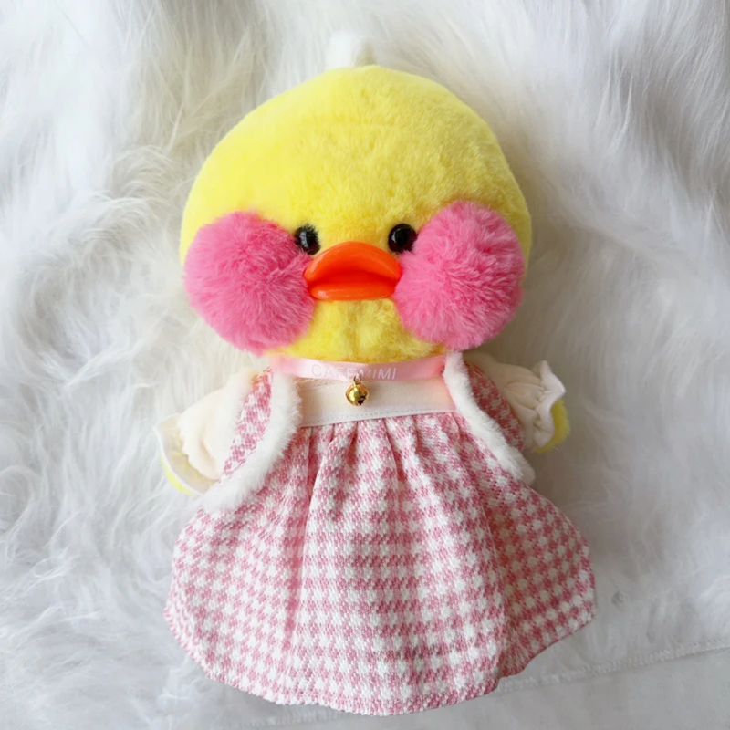 Roupa para Paper Duck Lalafanfan vestido xadrez rosa