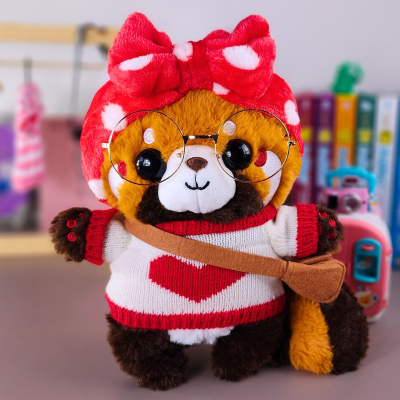 Panda Vermelho Lalafanfan de pelúcia 27cm Conjunto vermelho