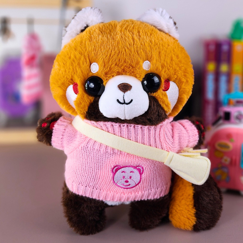 Panda Vermelho Lalafanfan de pelúcia 27cm Blusão urso rosa