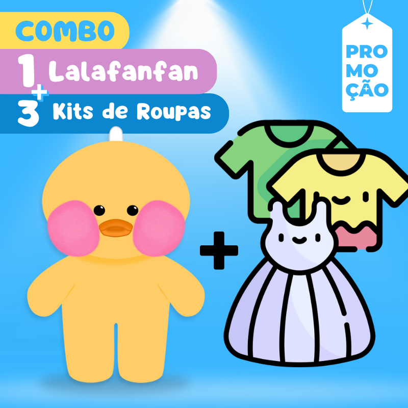 Combo 1 Pato Lalafanfan + 3 Kits de roupas