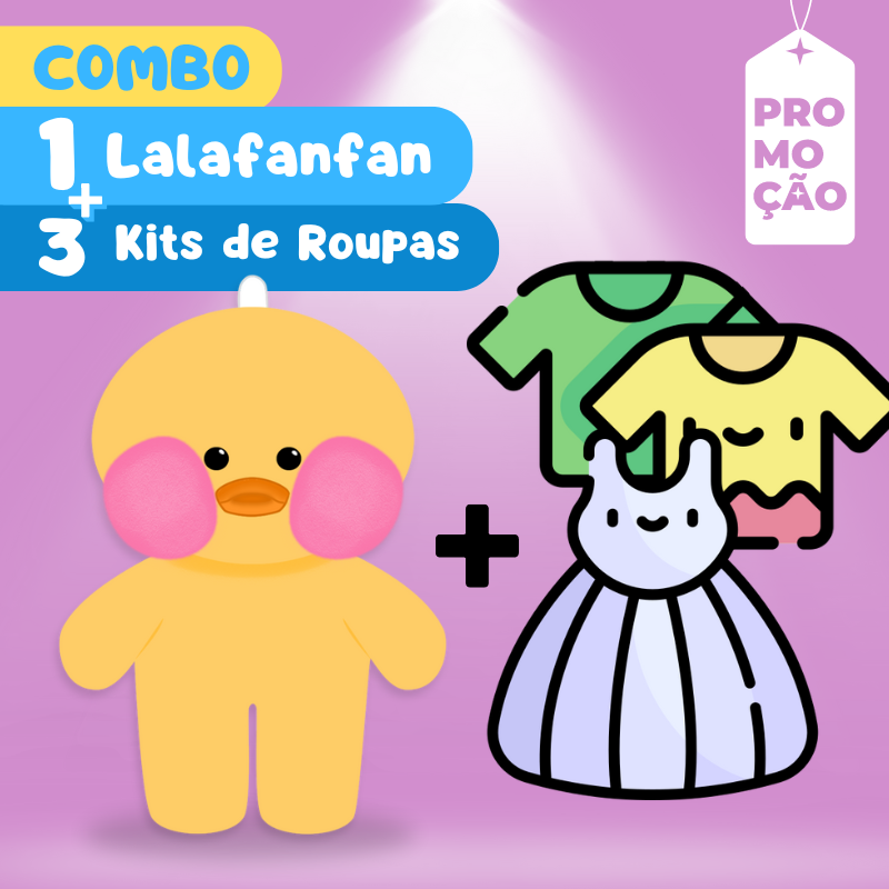 Combo 1 Pato Lalafanfan + 3 Kits de roupas