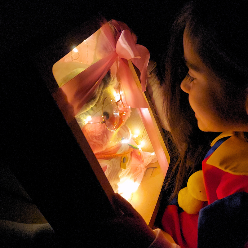 Caixa de presente com led Natal Lúdico com carta do Papai Noel