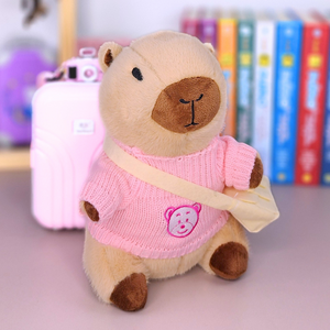 Capivara Lalafanfan de pelúcia 23cm Blusão urso rosa - Pronta entrega