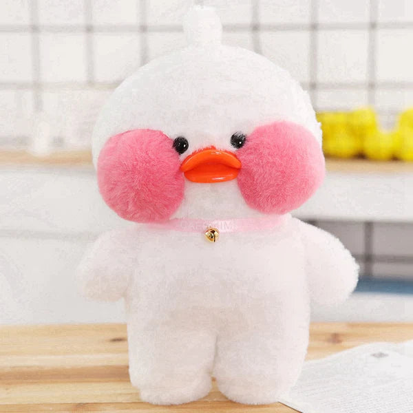 Pato Lalafanfan Branco Paper Duck de pelúcia com roupas e acessórios Conjunto rosa com coelho - Pronta entrega