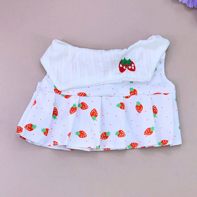 Roupa para Lalafanfan vestido morangos com faixa flor