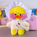 Paper Duck Pato Lalafanfan de pelúcia Baby duck com blusão branco corações e touca bebê - Pronta entrega