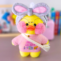 Paper Duck de pelúcia Lalafanfan Amarelo com roupas e acessórios