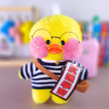 Paper Duck de pelúcia Lalafanfan Amarelo com roupas e acessórios