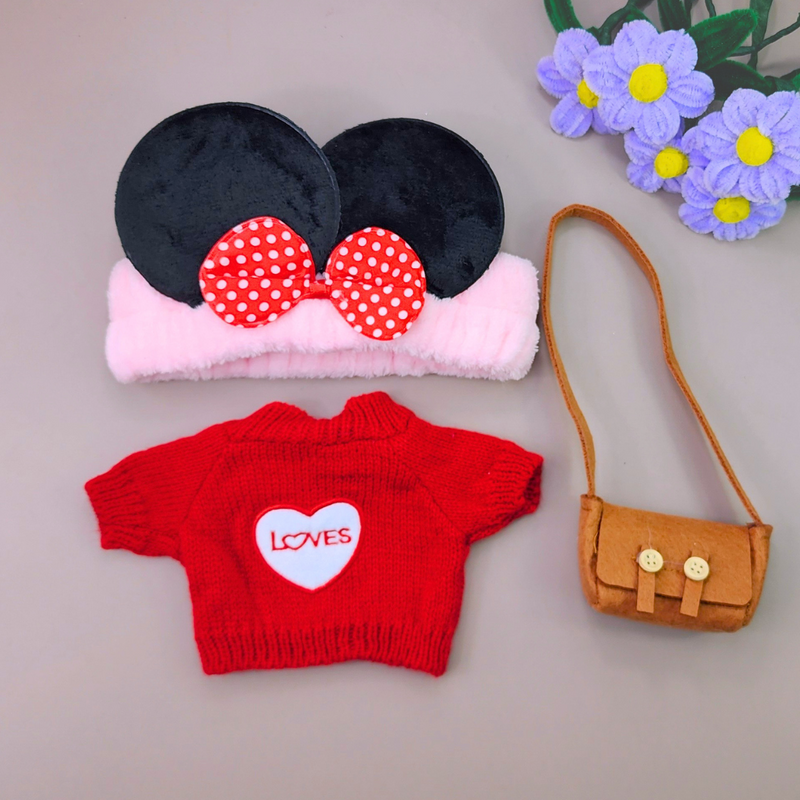 Roupa para Paper Duck Lalafanfan blusão loves com faixa Minnie