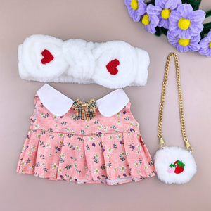 Roupa para Paper Duck Lalafanfan vestido floral rosa e faixa coração - Pronta entrega