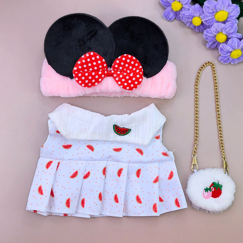 Roupa para Lalafanfan vestido melancia com faixa da Minnie - Pronta entrega