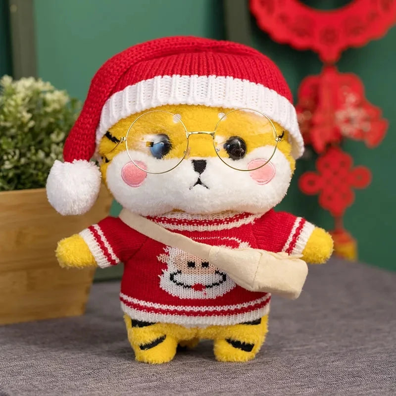 Tigre Lalafanfan de pelúcia 30cm Conjunto Papai Noel