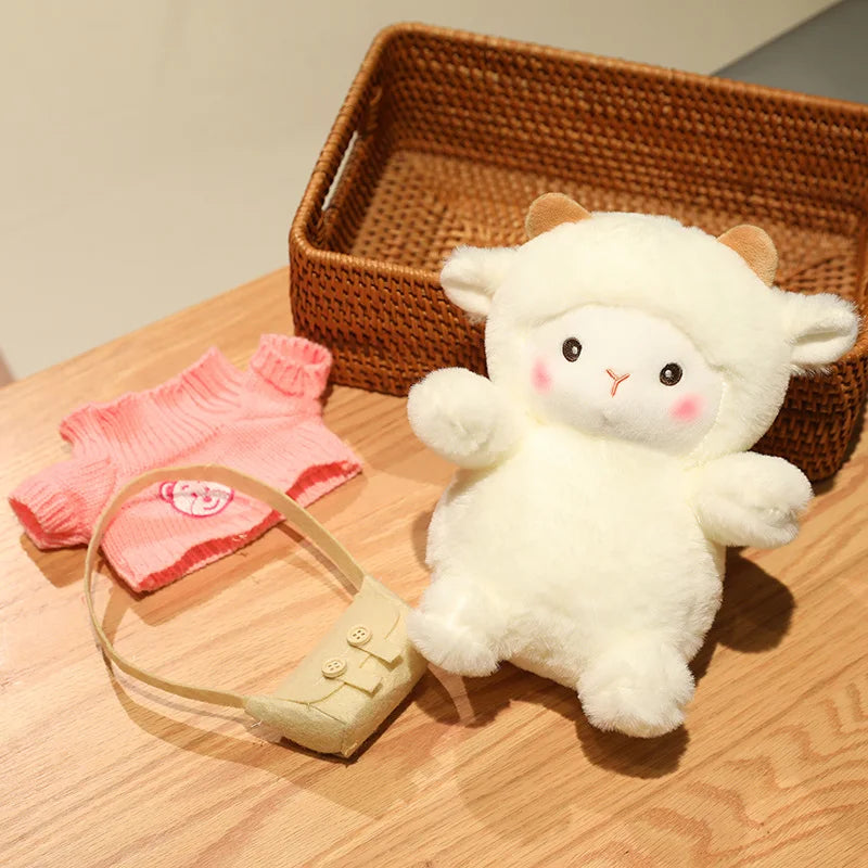 Cordeirinho Cuti Lalafanfan de pelúcia 23cm Blusão rosa urso