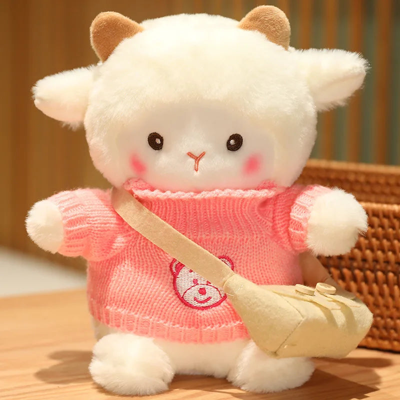 Cordeirinho Cuti Lalafanfan de pelúcia 23cm Blusão rosa urso
