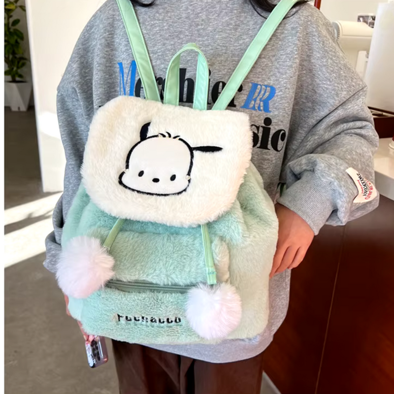 Mochila feminina Pochacco pelúcia Sanrio Hello Kitty