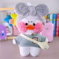 Paper Duck de pelúcia Lalafanfan Branco com roupas e acessórios