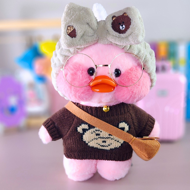 Paper Duck de pelúcia Lalafanfan Rosa com roupas e acessórios