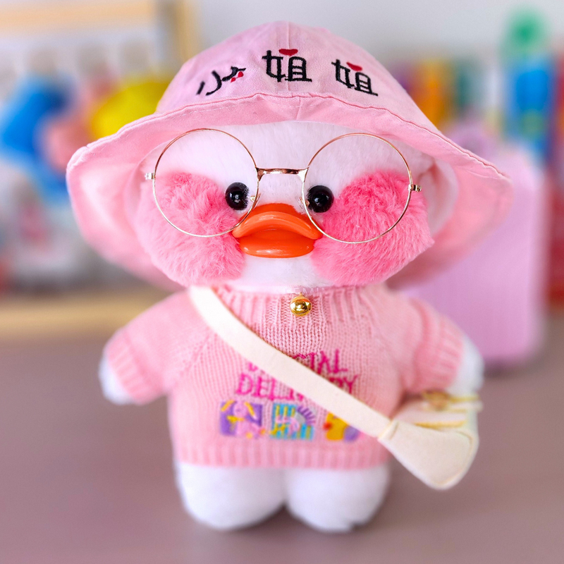 Paper Duck de pelúcia Lalafanfan Rosa com roupas e acessórios