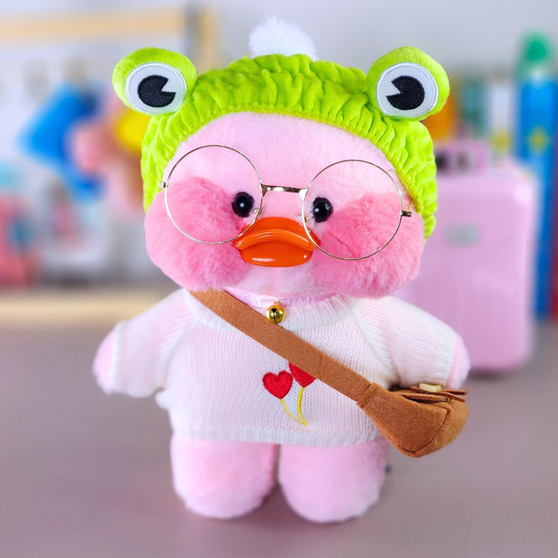 Paper Duck de pelúcia Lalafanfan Rosa com roupas e acessórios