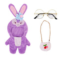 Kit Fantasia coelho roxo com bolsa e óculos para Lalafanfan