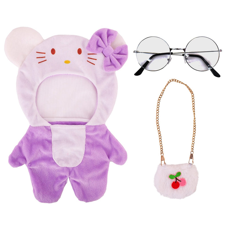 Kit Fantasia Hello Kitty roxa com bolsa e acessórios para Lalafanfan